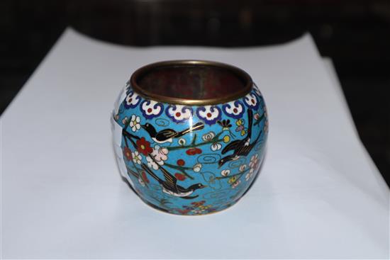 A Chinese cloisonne enamel water pot, Qing dynasty height 6cm